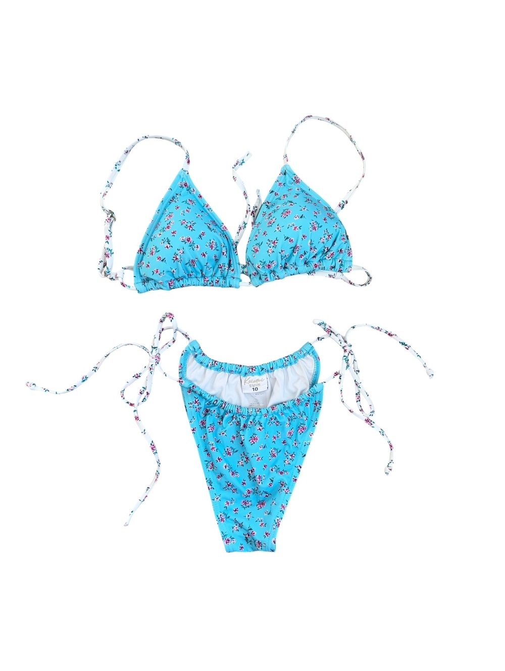 Kaiami Swim Blue Floral String Bikini Size 10